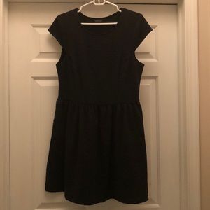 Topshop cap sleeve black dress with flower texture